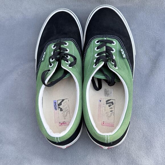 Vans Era Shoes Mens Size 12‎ Black Green Suede Canvas Skate POP Low Top Classic - Picture 6 of 9